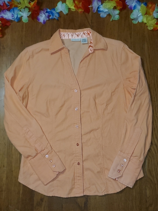 St. John's Bay Tops - Peach Button-Up Corduroy Shirt